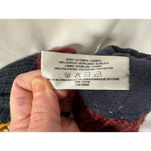 Simply Noelle Color Block Burgundy Navy  Knit Mittens Gloves Womens Winter - Picture 6 of 6